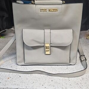 Steve Madden Light Gray Gold Hardware Shoulder Bag with Detachable Strap